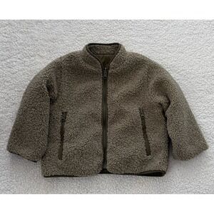 Quincy Mae Toddler Coat Reversible Sherpa Jacket Quilted 2-3Y Olive Green